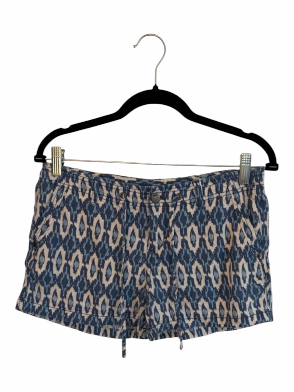 Gap Chino Shorts Blue White Geometric with Pockets Linen Blend Women Size 4